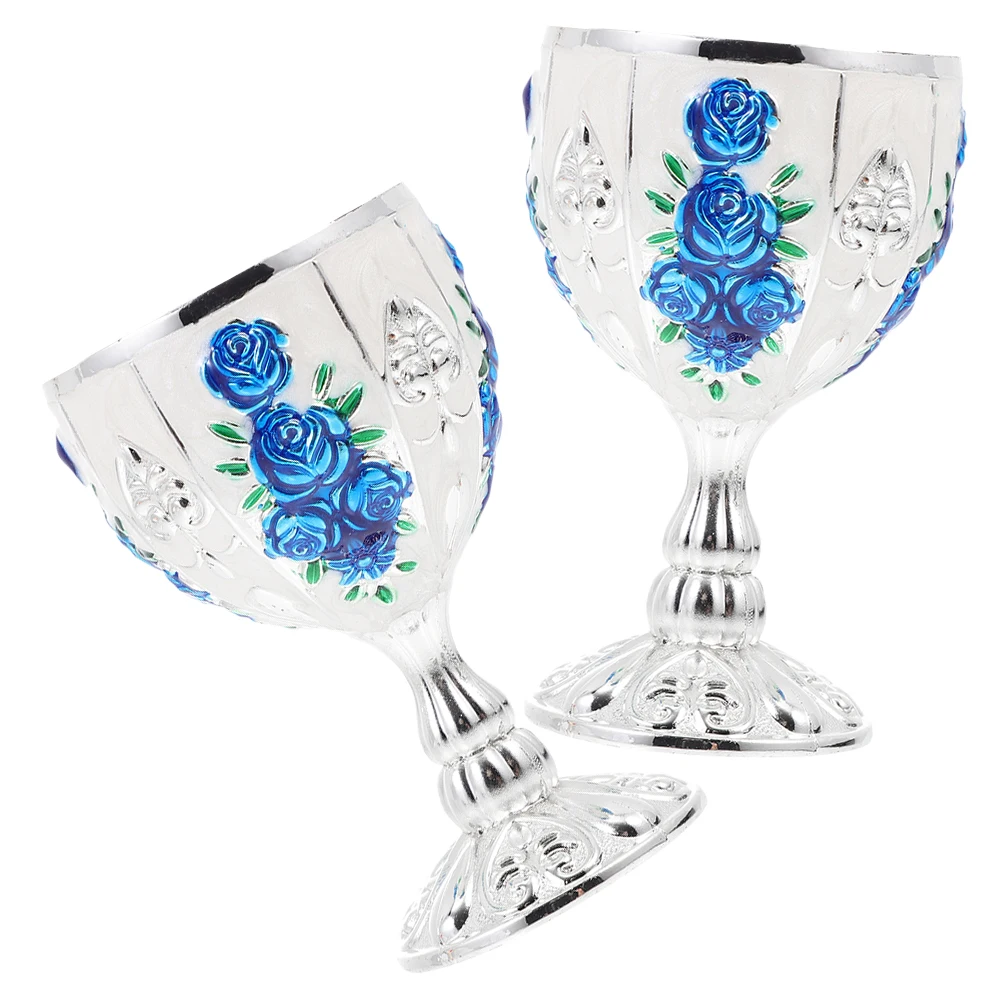 

2pcs Retro Glasses Small Water Cups Vintage Metal Drinkware Mini Accessories for Whiskey Coffee Tea Juice Beer