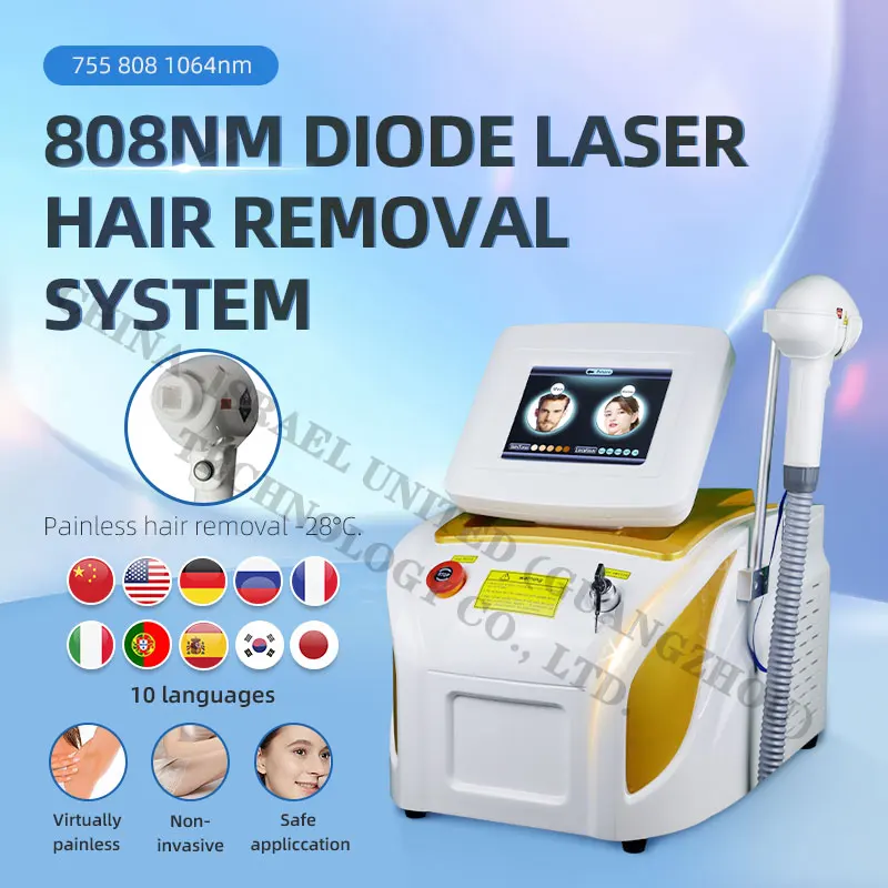 2023 ADG High Power808nm Hair Removal 808 Diode Laser Skin Care Face Body Cooling Suitable For All Skin Type  Machine