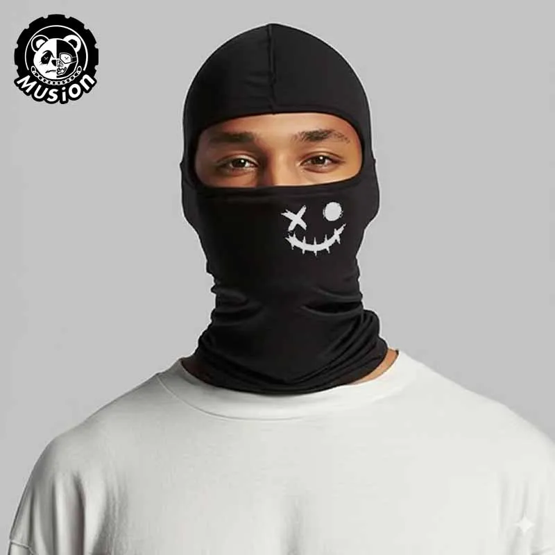 Musion Balaclava Motorcycle Mask Fashionable Print Suitable Men Women Windproof Sun Protection Full Face Breathable Mask Headsca