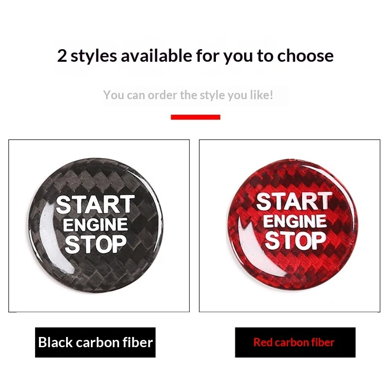 Carbon Fiber Car Engine Start Stop Button Cover Sticker for Nissan Sunny Teana Lannia Tiida Sylphy Loulan Qashqai Terra X-Trail