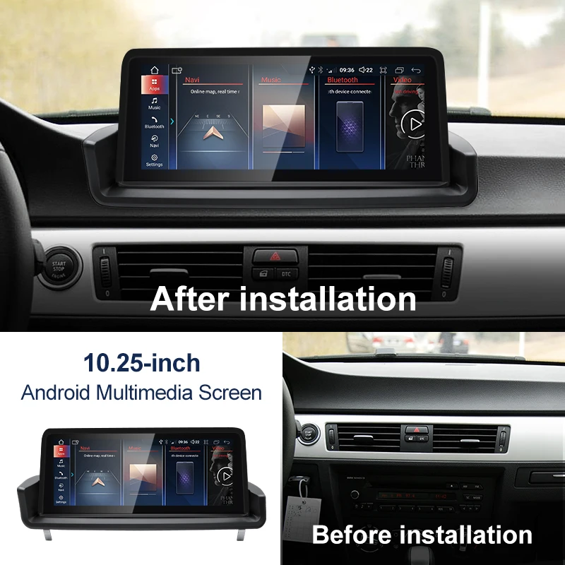 Android 13 10.25 inches Wireless AUTO CarPlay For 3Series E90 E91 E92 E93 BMW GPS Navigation Screen Car Multimedia Center System