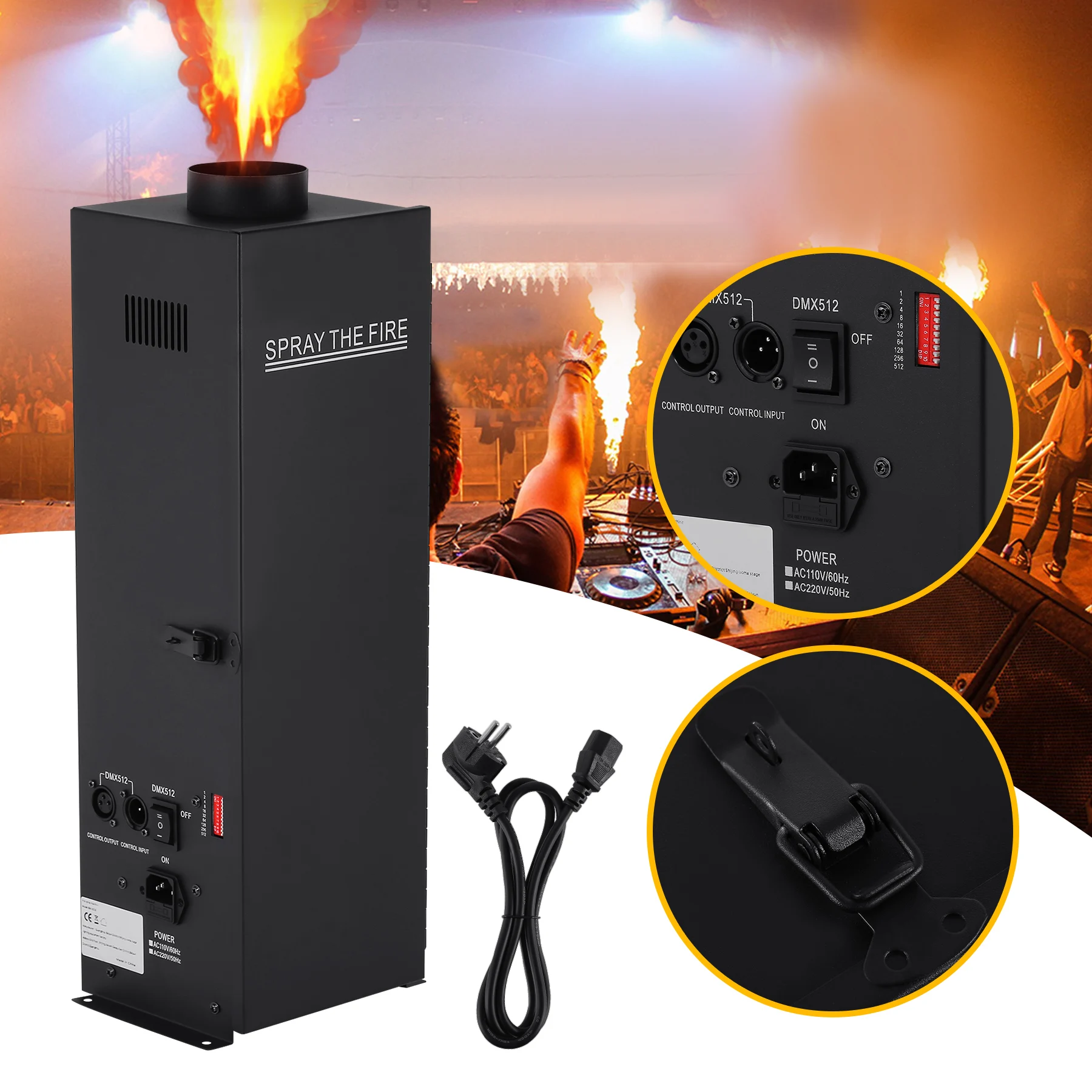 (Ship from EU) 200W DMX Fire Spray Effect Flame Thrower DJ Stage Projector Machine Party