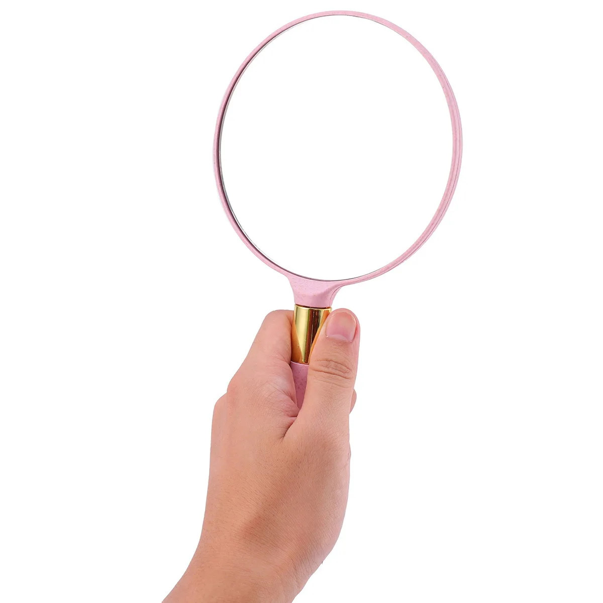 コンパクトで持ち運びやすいハンドヘルドメイクアップミラー ピンク ラウンド 軽量で耐久性のあるミラー ミニサイズ クリアな表面 実用的な使用
