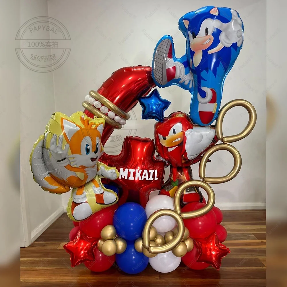 50pcs Cartoon Sonic Hedgehog Themed Balloon Column for Boys Girls Birthday Party Decorations Supplies Baby Shower Toy Gift 2025