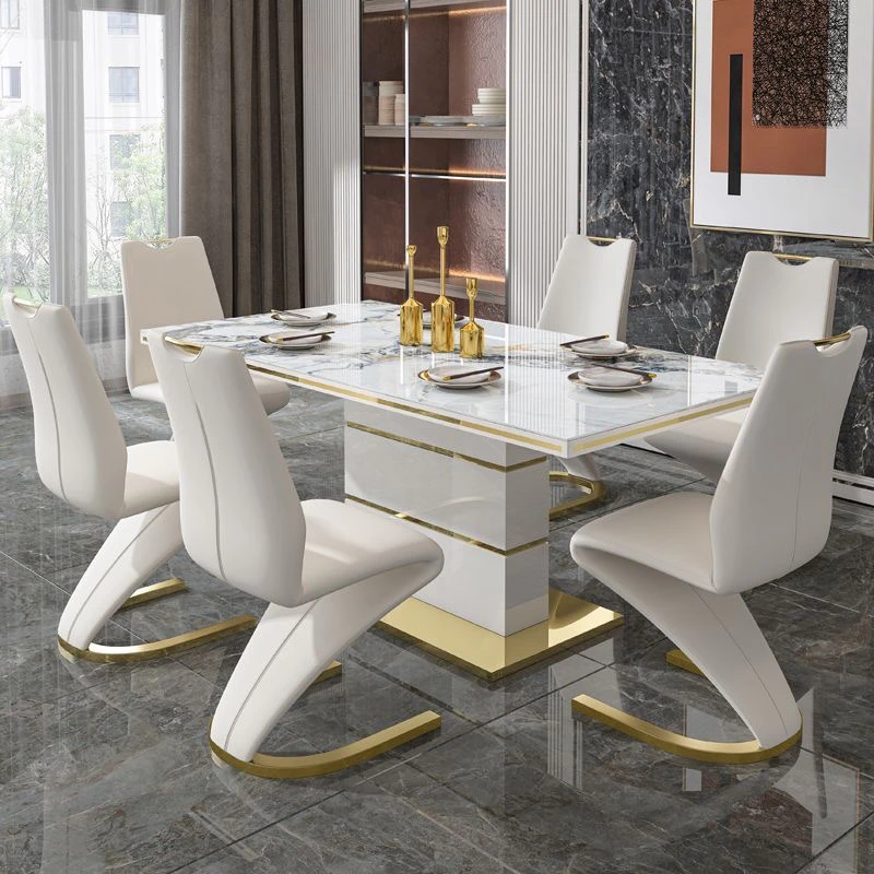 

Deluxe dining table set complete, marble dining table and chairs