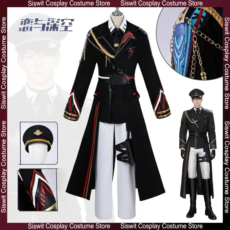 Jogo amor e espaço profundo caleb cosplay trajes xia yizhou frota oficial uniformes chapéu conjunto irmão sobretudo festa carnaval ternos;