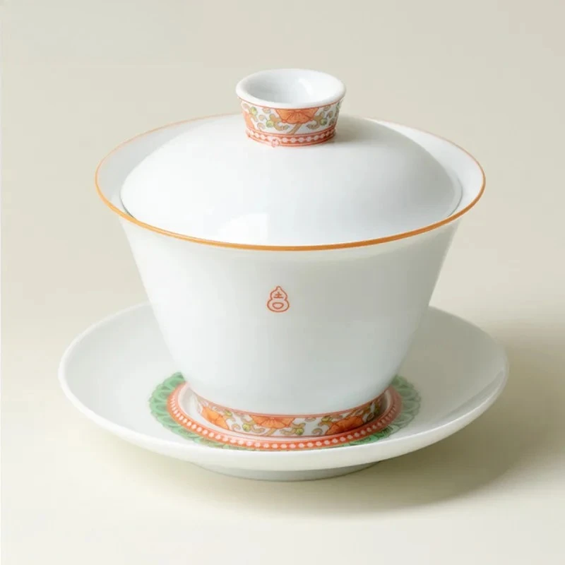 160ml Blessing Auspicious Gaiwan Aesthetic Tea Tureen Tea Bowl With Lid Kit Making Cover Bowl Chinese Set Decoration