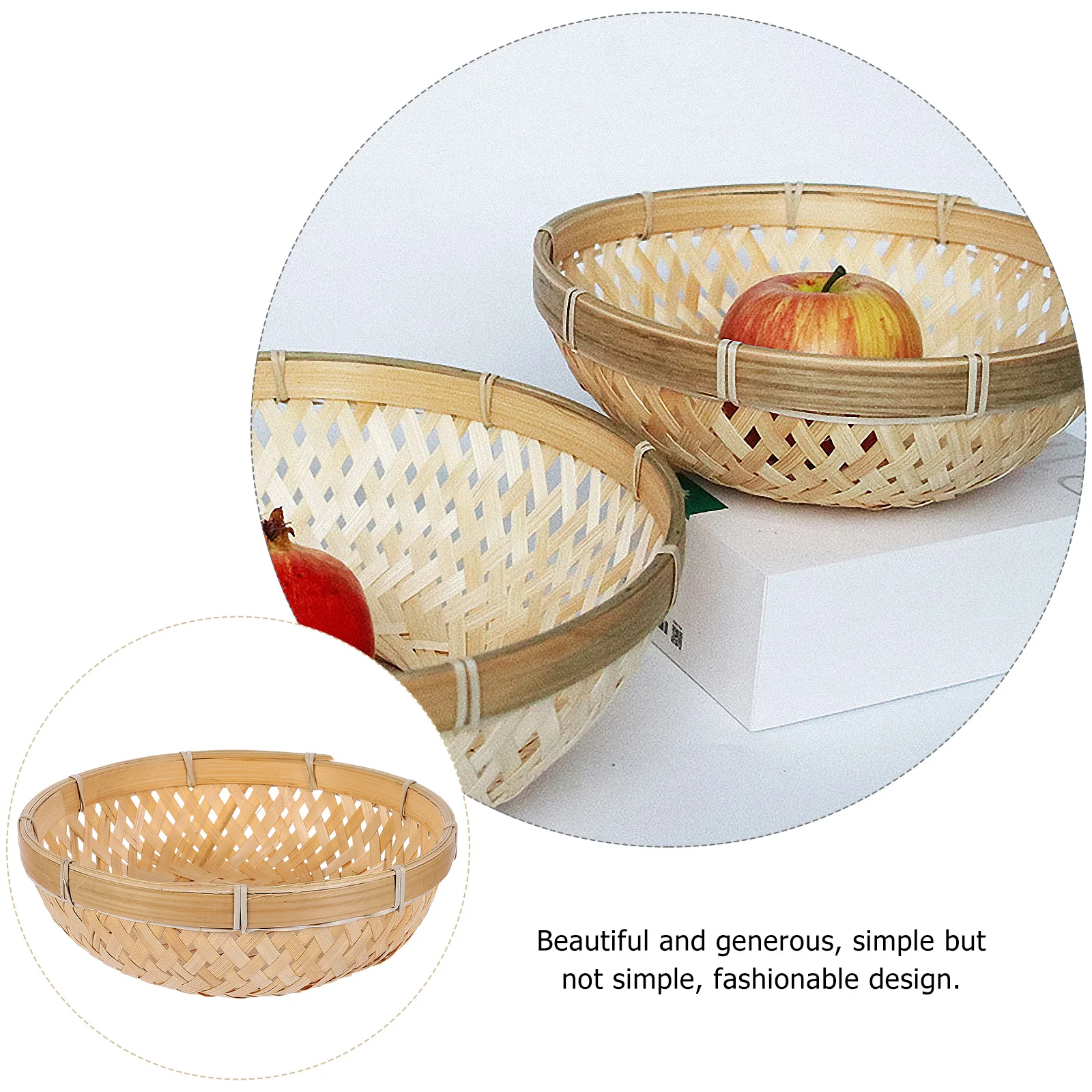 

Bamboo Storage Basket Woven Multipurpose Kitchen Organizer Fruit Vegetable Holder Eco-Friendly Home Decor