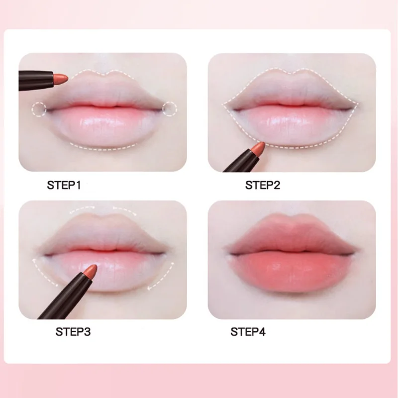 2 สี Lip Liner Waterproof Matte ลิปสติกดินสอ Contour Lips แต่งหน้า Nude พีชสีชมพู Lip Liner ดินสอสีน้ําตาล Lipliner เครื่องสําอางค์