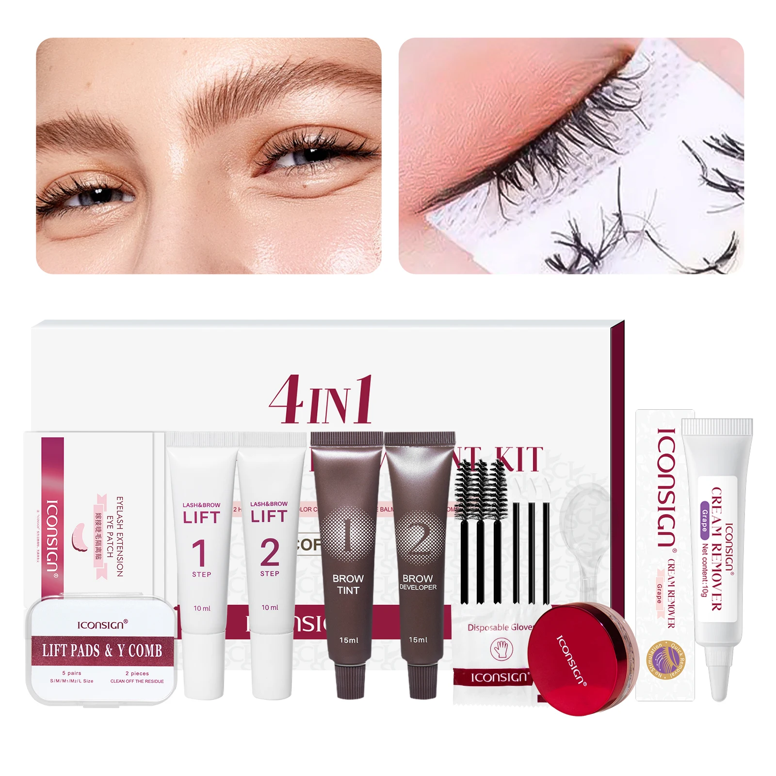 Lash Fast Lift And Tint Kit，Eyelash Glue Remover Gel Quick Professional Eyelash Perm Kit 3in1 Black Dye Brow Tint Set