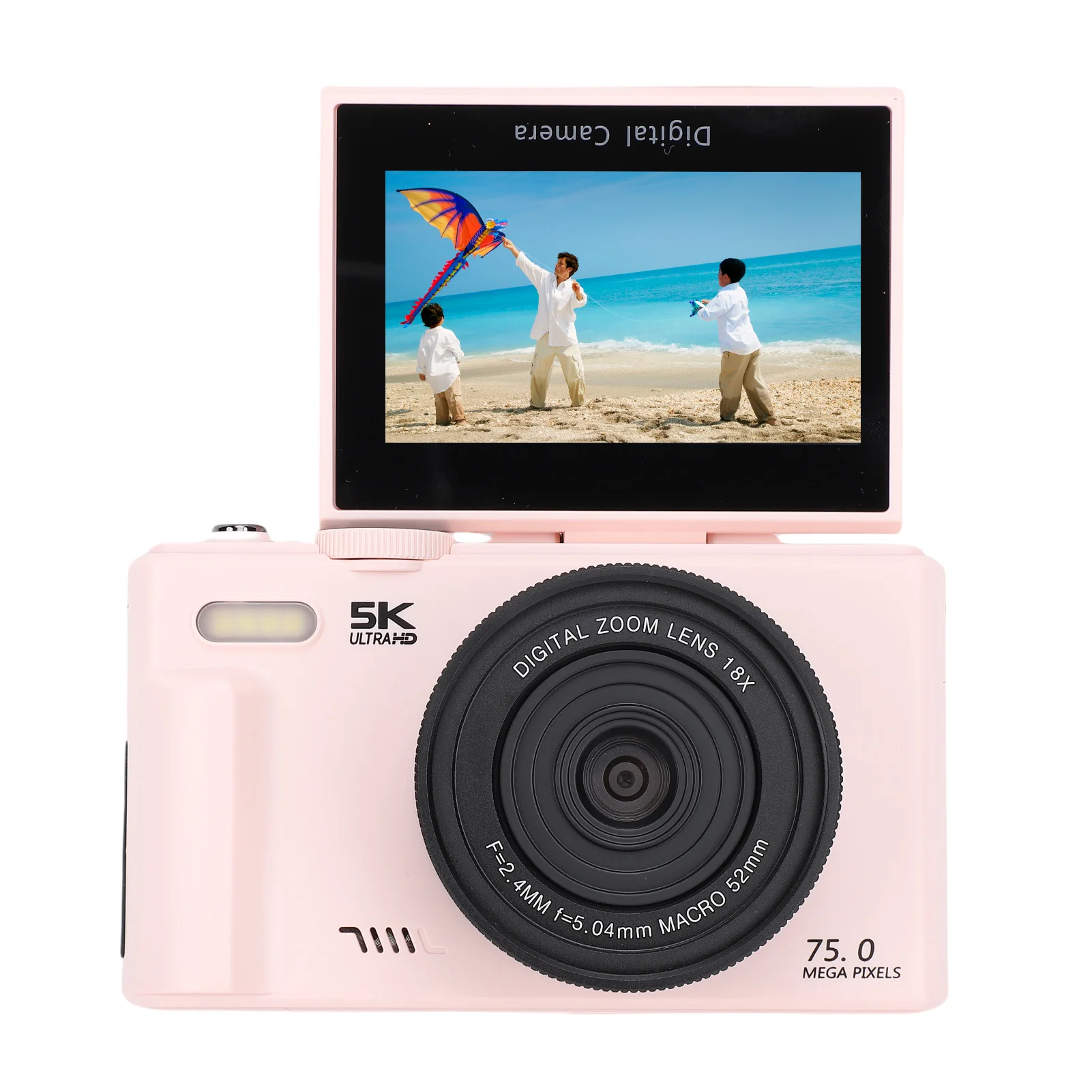 5K Digital Camera Multifunctional 180 3In Degree Screen 18X Digital Zoom Flash Lightweight Compact WiFi 75MP Vlog Travel Camara