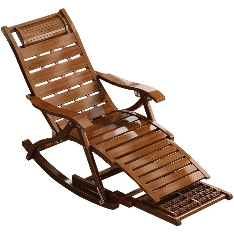 Bamboo Rocking Chair Balcony Leisure Recliner Elderly Rocking Chair Household Courtyard Lunch Break Chair Reclining And Sleeping