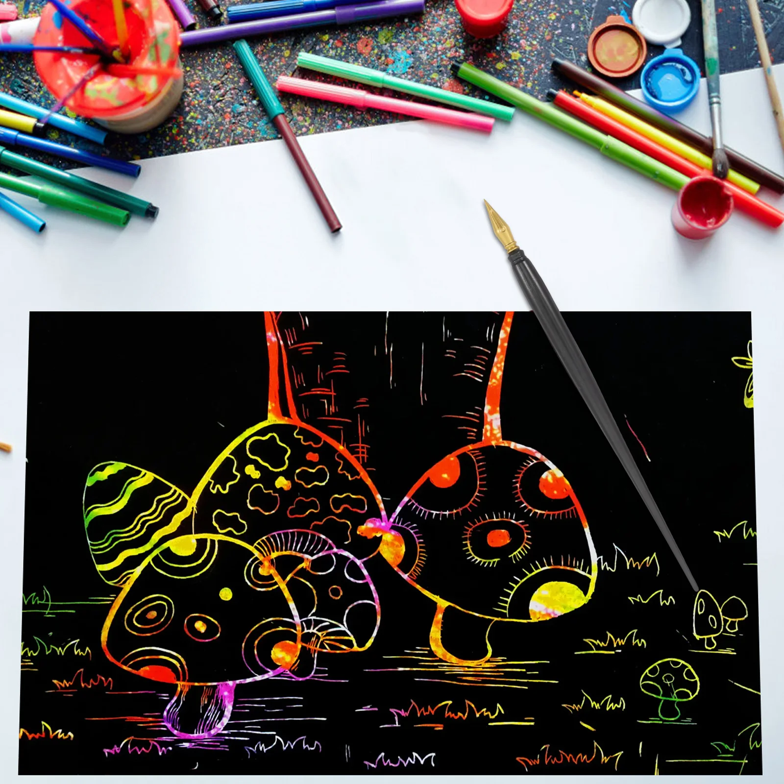 

8Pcs Scratching Drawing Pens Fine Tip Metallic Finish Art Markers for DIY Crafting Card Making Drawing Tools for Artists