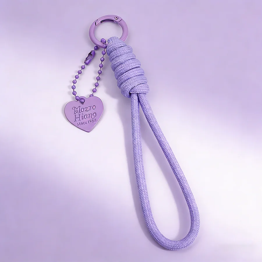 Colorful Heart Weaven Keychain Phone Lanyard Unisex Protable Backpack Car Key Hanging Decoration Daily Casual Couple Accessories