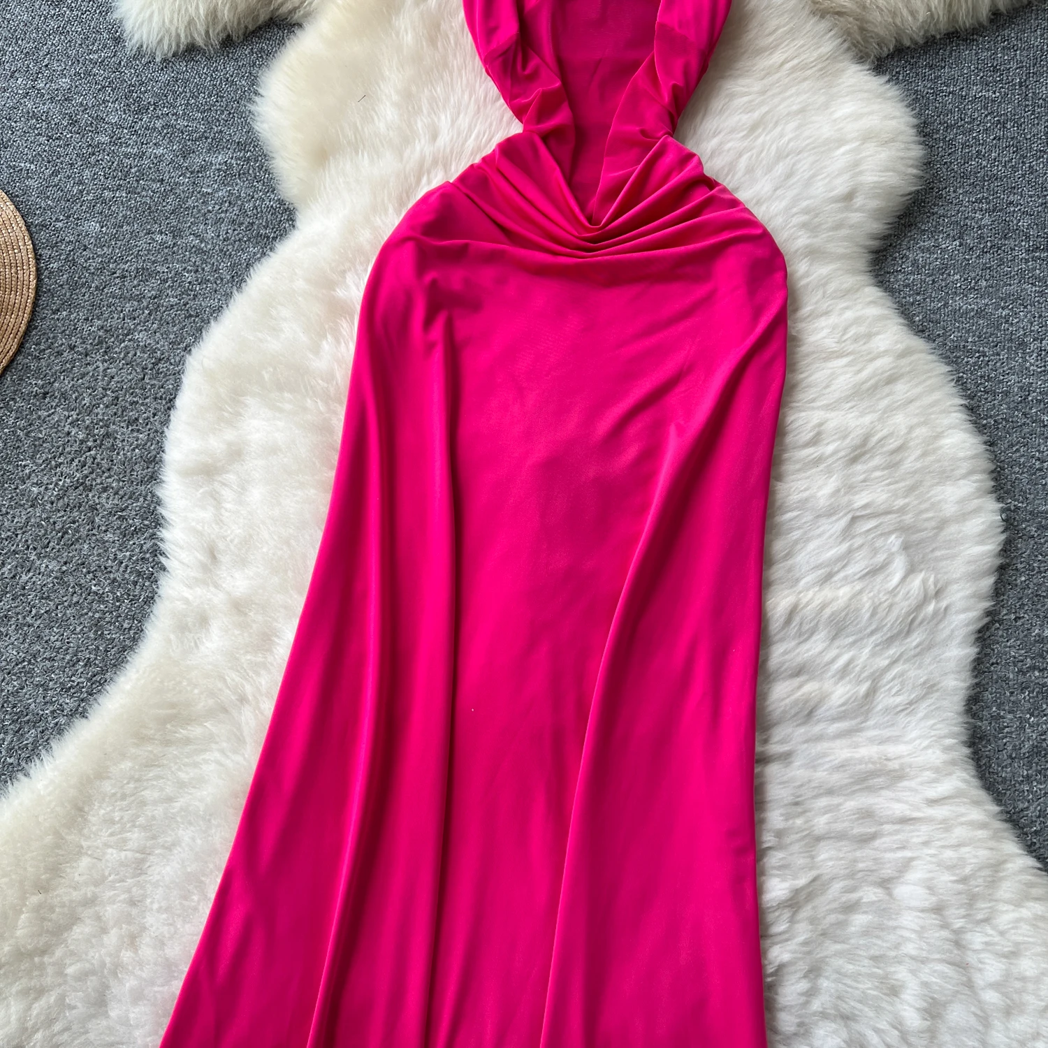 Chic vintage sexy halter backless solido sottile Elegante fata moda coreana Boho Sundress abbigliamento donna Abito lungo