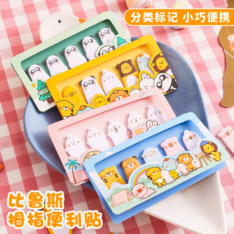 150sheets Cartoon Animal Thumb Cat  Index Sticker  Sticky Ins Wind N Times Sticker Categorization Label Sticker Memo Pad