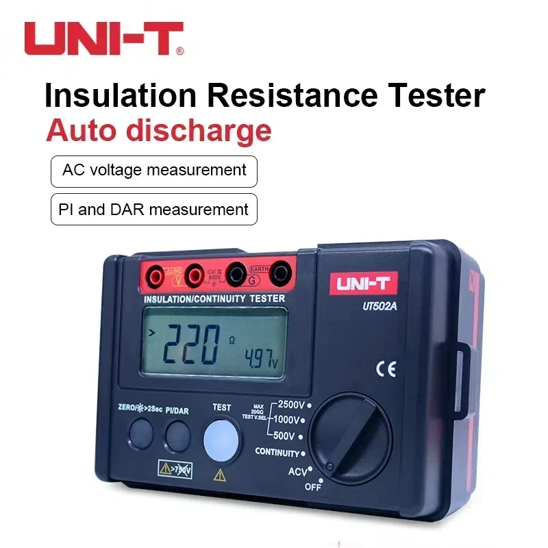 UNI-T UT502A Insulation Resistance Tester 500-2500V Digital Megaohm Meter Auto Range LCD Backlight Professional Ohmmeter