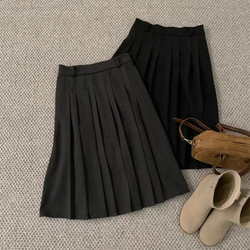 

Korean Style Slim Fit Skirt Fashion Woolen Cloth All-Match Half Skirt for Women