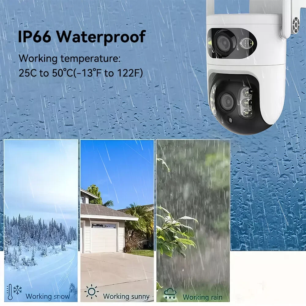 1080P Dual Lens Home Security Camera Wireless WiFi CCTV PTZ IP Cam Surveillance