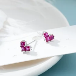 New in 925 Sterling Silver Heart Zircon Stud Earrings For Women High Quality  Wedding Luxury Jewelry Accessories Jewellery