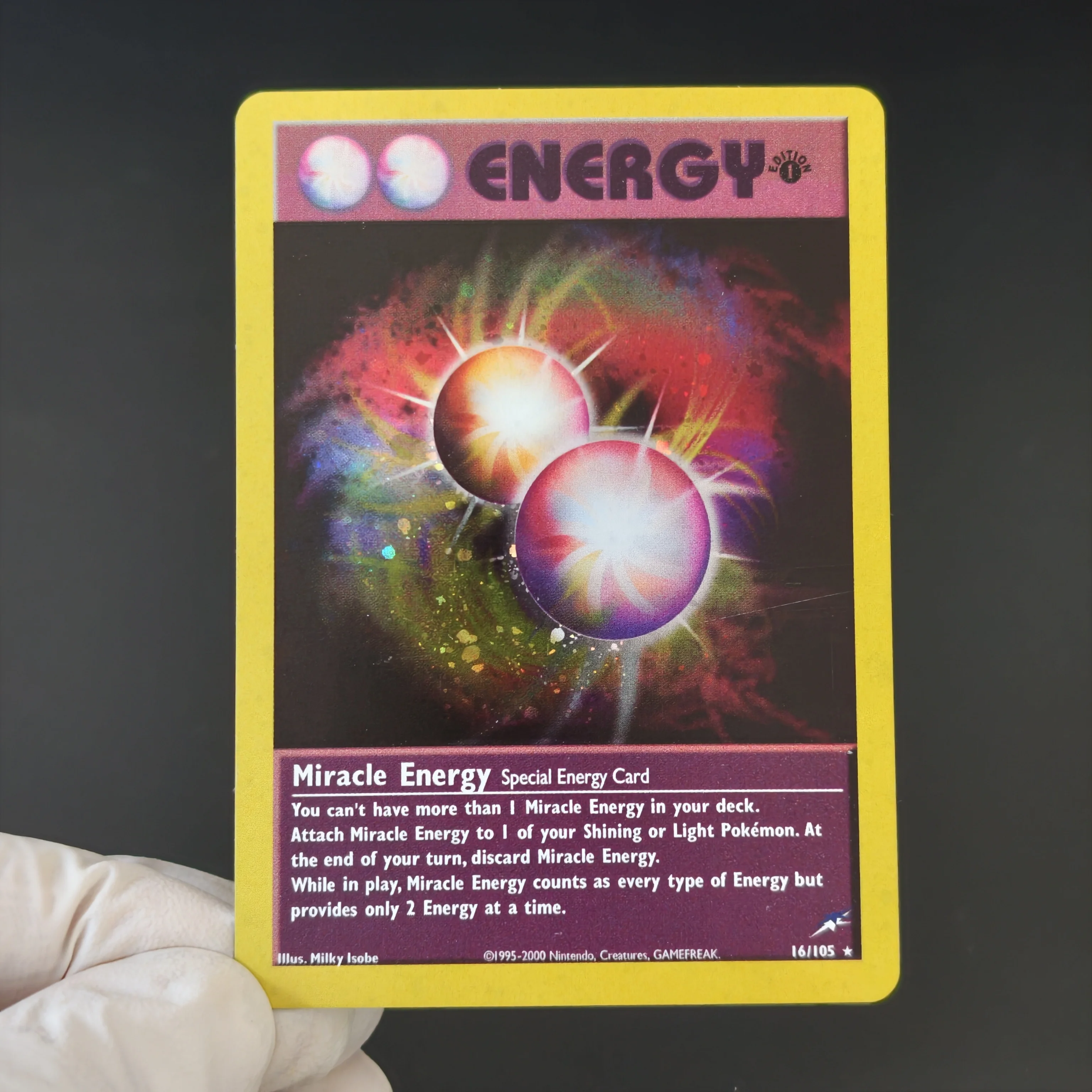 Cartes Pokémon Vintage/Proxy Énergie Spéciale Holo Anglaises Bord Jaune Arc-en-ciel Effet Métallique Collection Répliques Cadeau
