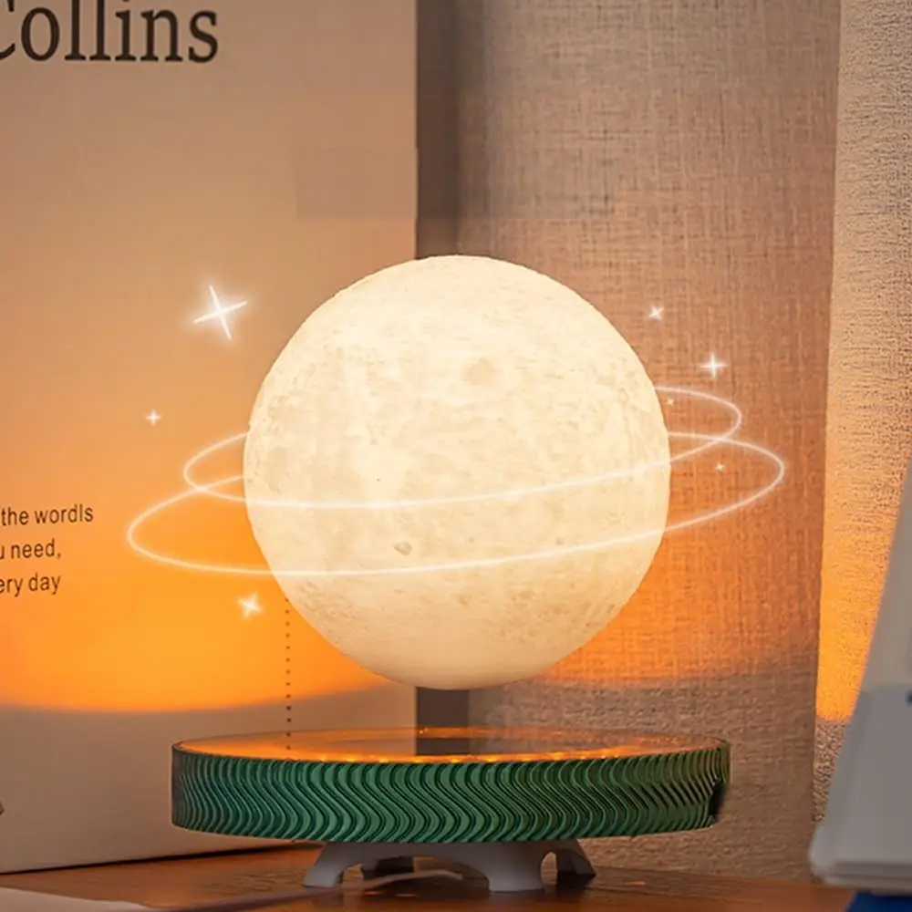 

Floating Saturn Lamp with Transparent Base, 360° Rotation, 3 Color Modes for Home Office Decor