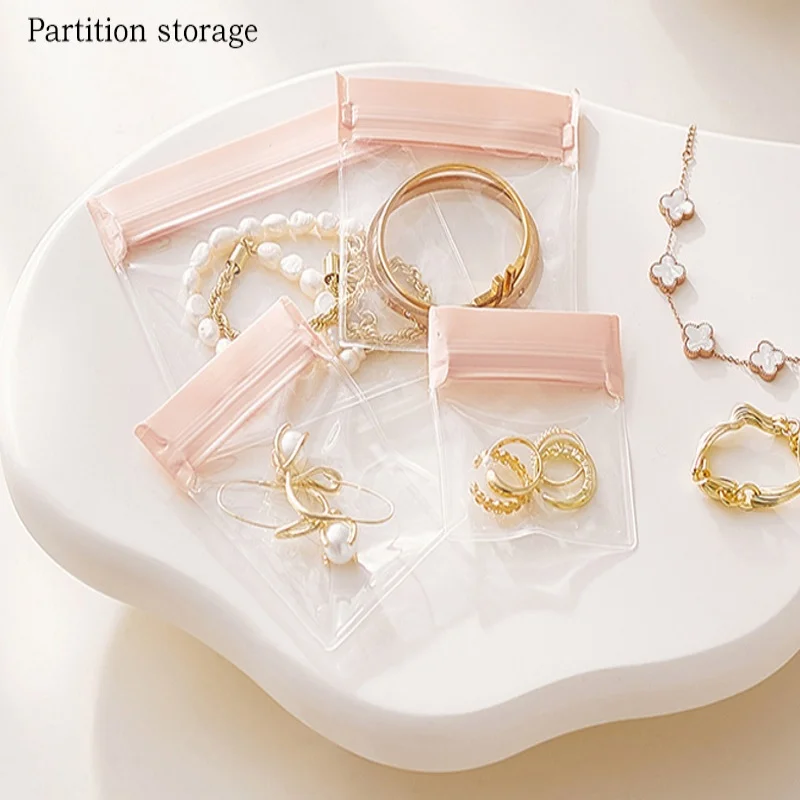 

10PCS Jewelry Anti-oxidation Pink Sealed Packaging PVC Bag DIY Clear Earrings Necklaces Bracelets Gift Portable Storage Pouches