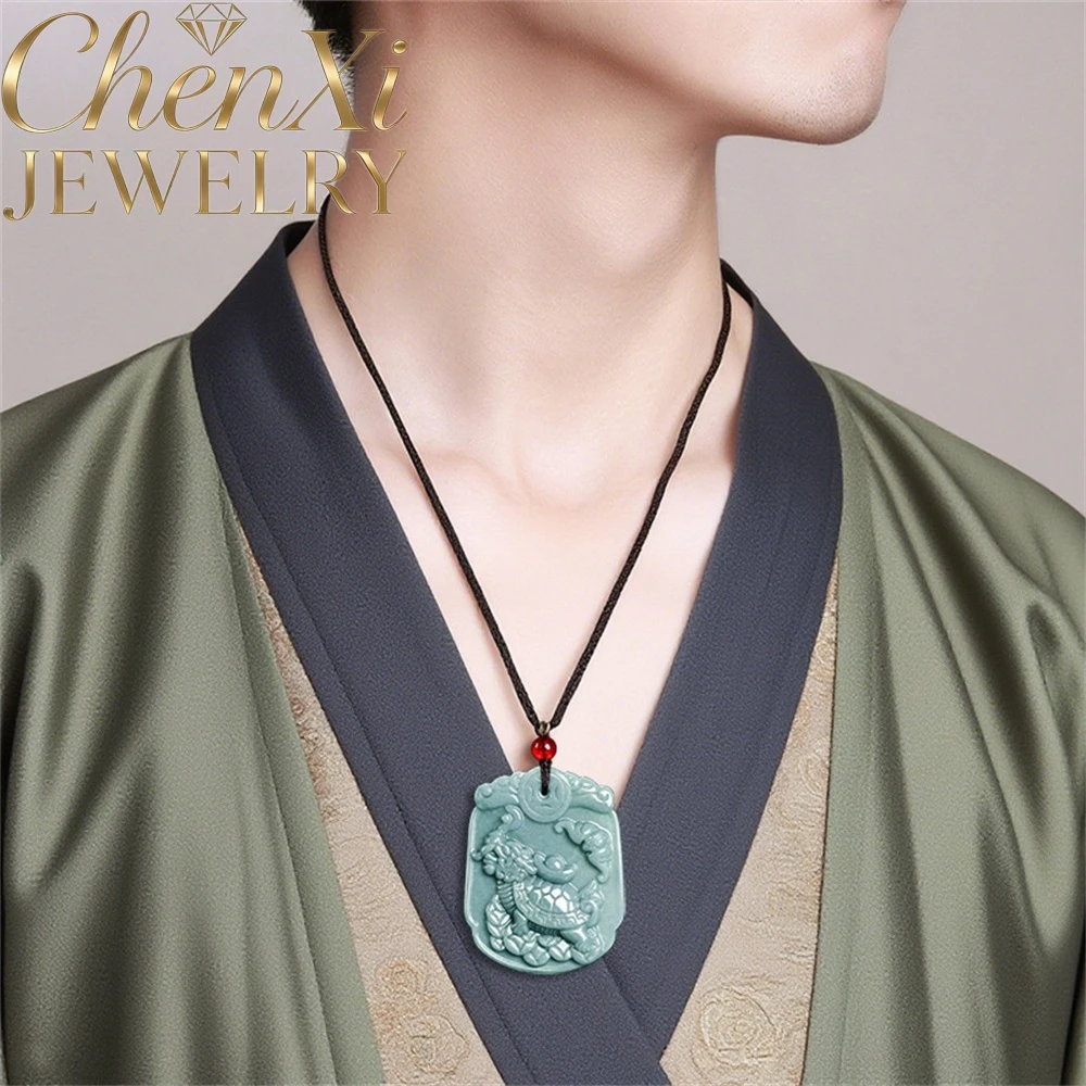 

Элитный натуральный нефритовый кулон класса А «Синяя Вода» с изображением дракона и черепахи, ювелирное изделие, популярный бестселлер, изысканное украшение