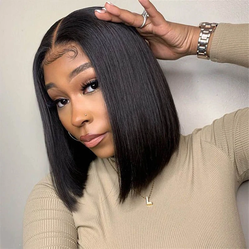 

Bob Wig Brazilian Hair Lace Front Human Hair Wigs Short Bob Wig Pre Plucked Natural Color 4x4 Lace Part Lace Wigs For Women