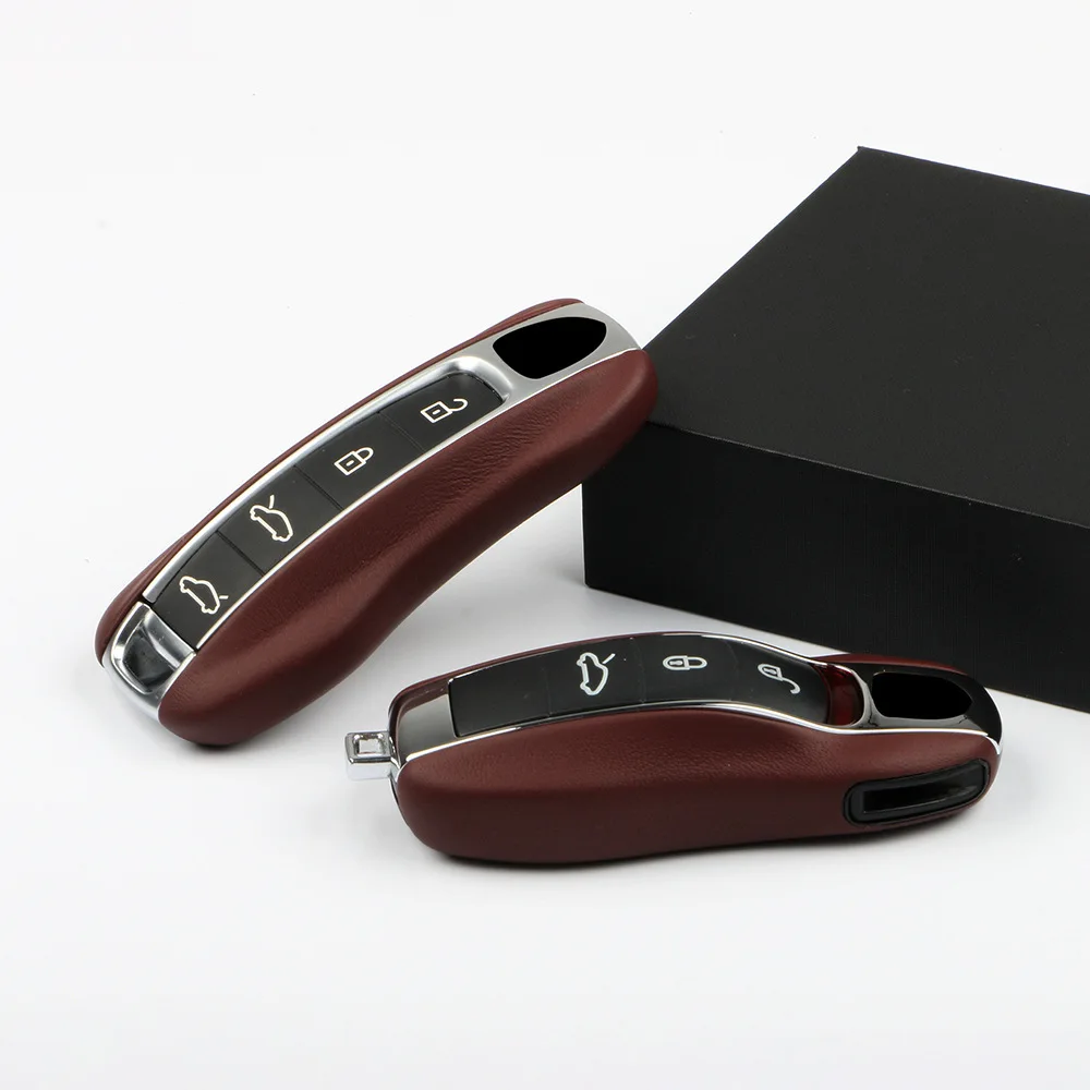 Funda de cuero para llaves remotas Barkley Red Fob, repuesto para Porsche Boxster Cayman 911 Panamera Cayenne Macan