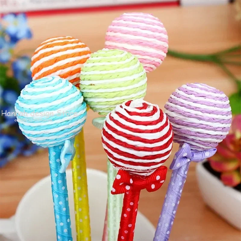 Bolígrafos Kawaii de Color caramelo con forma de bola, bolígrafo de piruleta, papelería linda, suministros escolares, papelería coreana, novedad