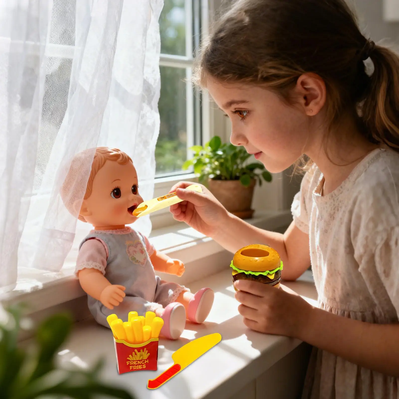 لعب الأطفال للوجبات السريعة، مقلد تعليمي، بطاطس برجر، طعام مزيف، مجموعة ألعاب ملحقات المطبخ التظاهري للأولاد والأطفال #1