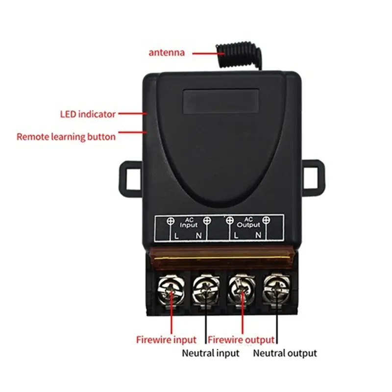 Y47A 433MHz Wireless Remote Control Switch, AC 220V 30A Relay Transmitter for Water Pump, Lighting, Electric Door, 1 Remote