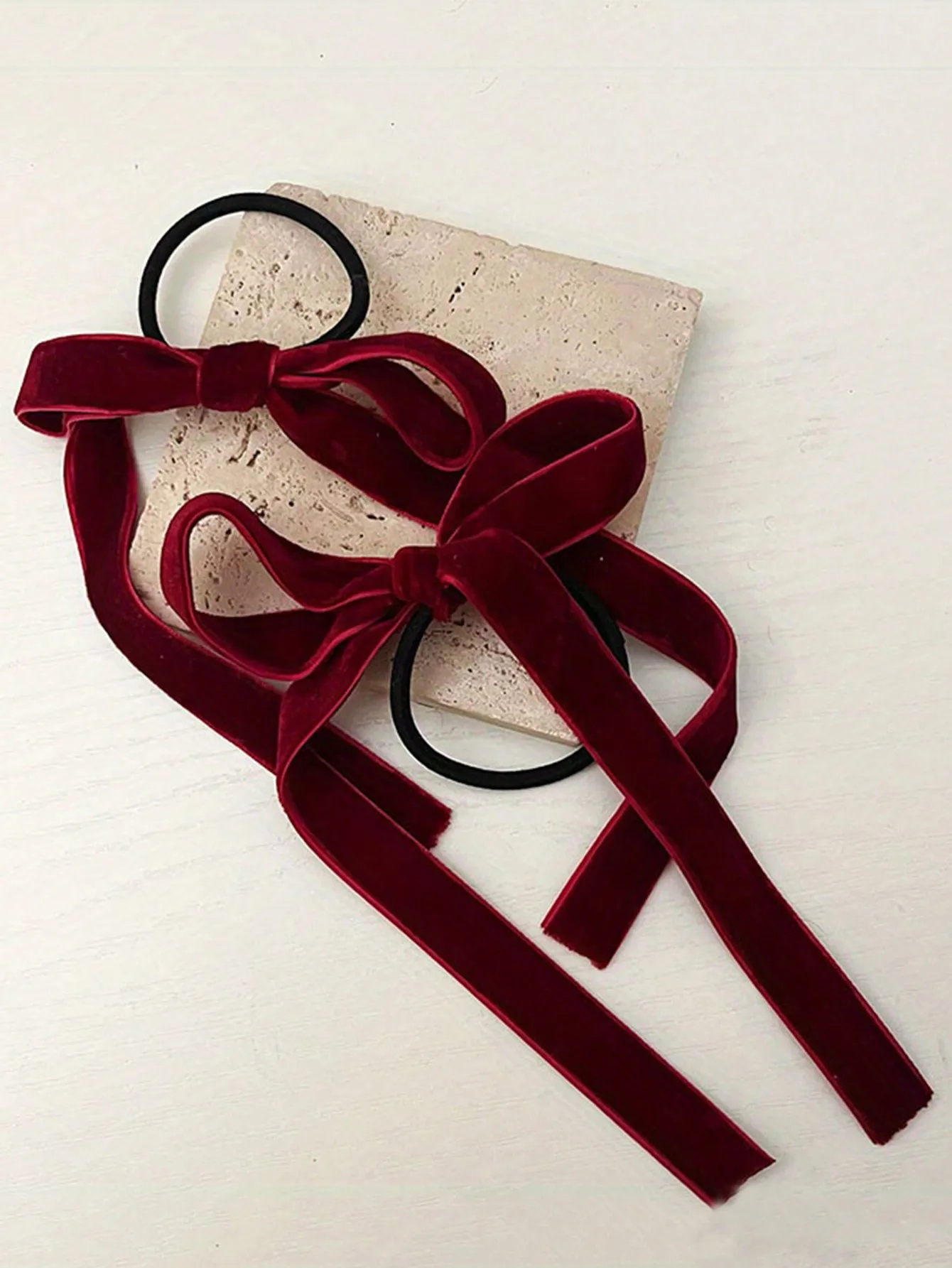 2/8pcs Fashion Black Velvet Bow Hair Ties for Women Girls Party Hair Accessories image 3