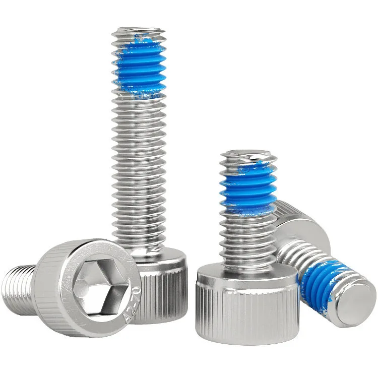 10~50pcs M2 M2.5 M3 M4 M5 M6 304 Stianless Steel Allen Hexagon Hex Socket Head Cap Bolt Half Coated Blue Glue Dispensing Screw