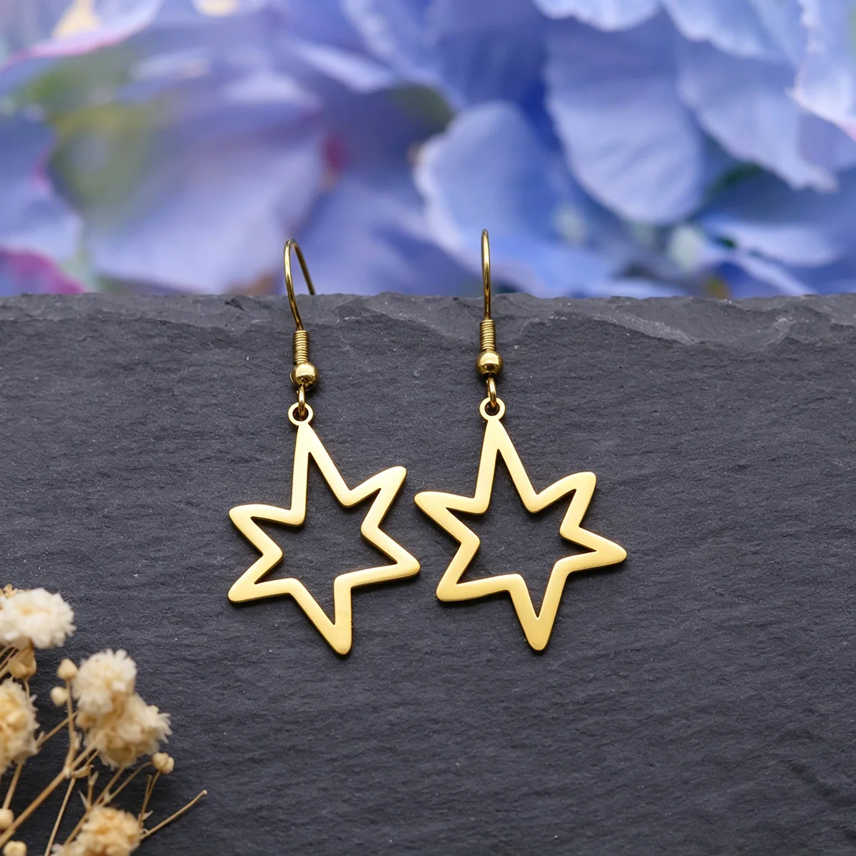 QIAMNI Stainless Steel Hexagram Drop Earrings For Women Men Mystic Star Piercing Dangle Earring Inspired Jewelry Birthday Gifts
