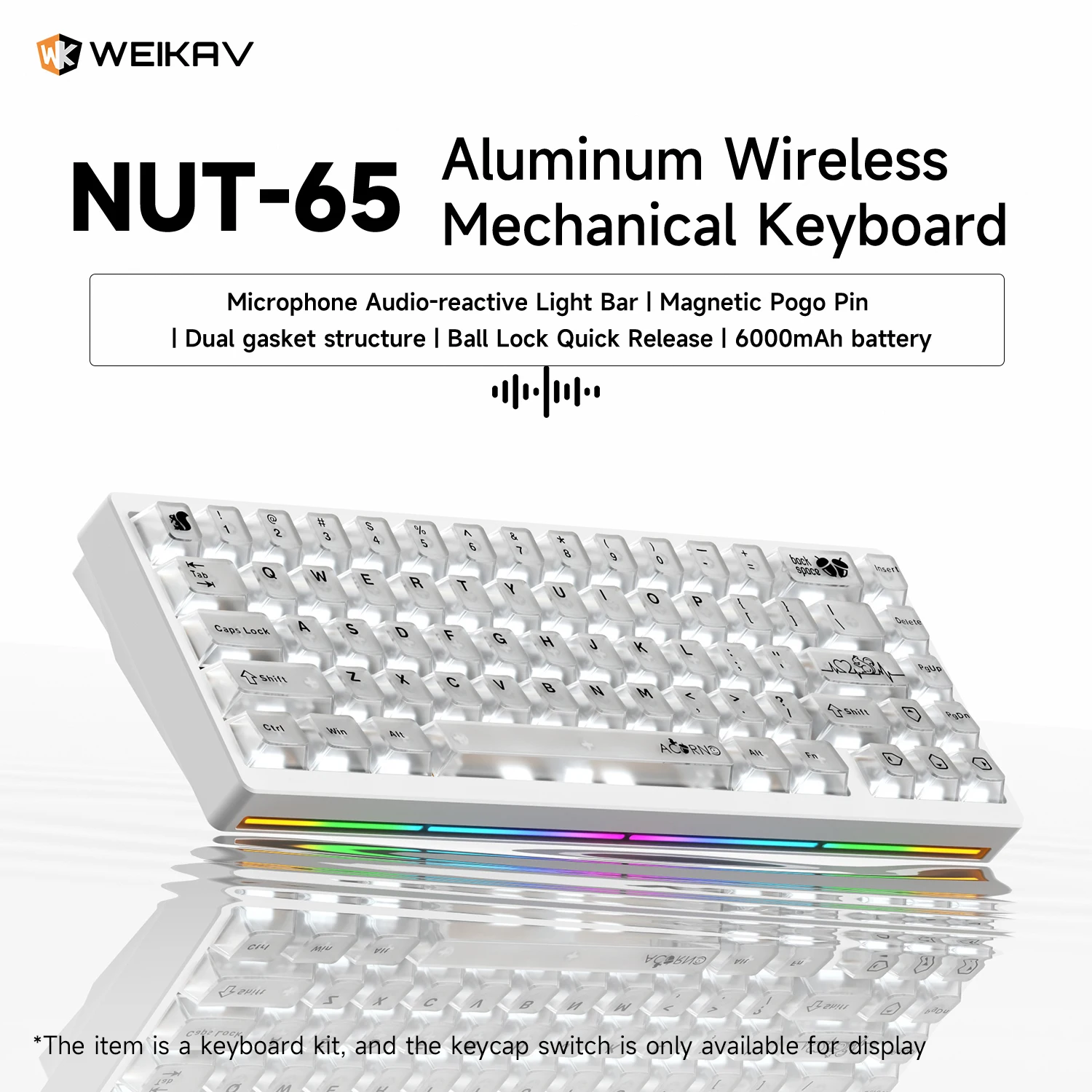 

Nut NUT65 aluminum alloy RGB three-mode mechanical keyboard shaftless keycapless customized kit e-sports game