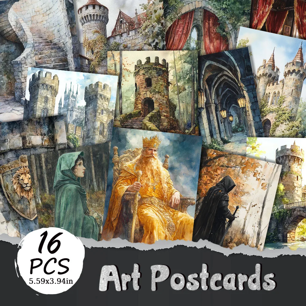 

16pcs,Medieval Castle Life Postcards, HD Printed, birthday/anniversary gifts, collectibles, suitable for gift-giving