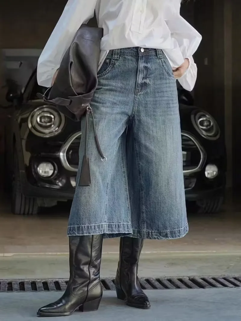 

Свободные джинсы трапециевидной формы на талии для женщин, уличная одежда, цветные брюки, весенне-осенняя одежда