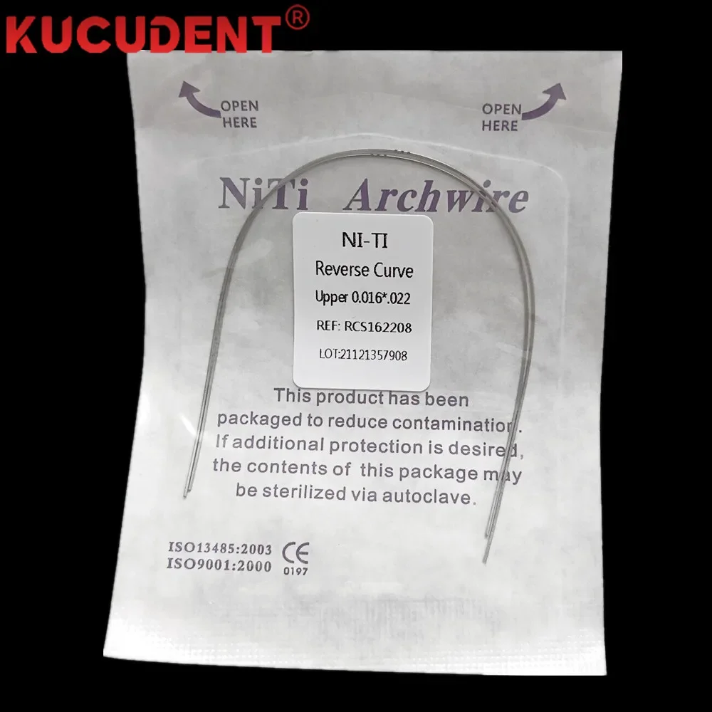 2Pcs/Pack Dental Orthodontic NITI Arch Wires Reverse Curve Archwire Super Elastic Round Rectangular Upper/Lower Dentist Material