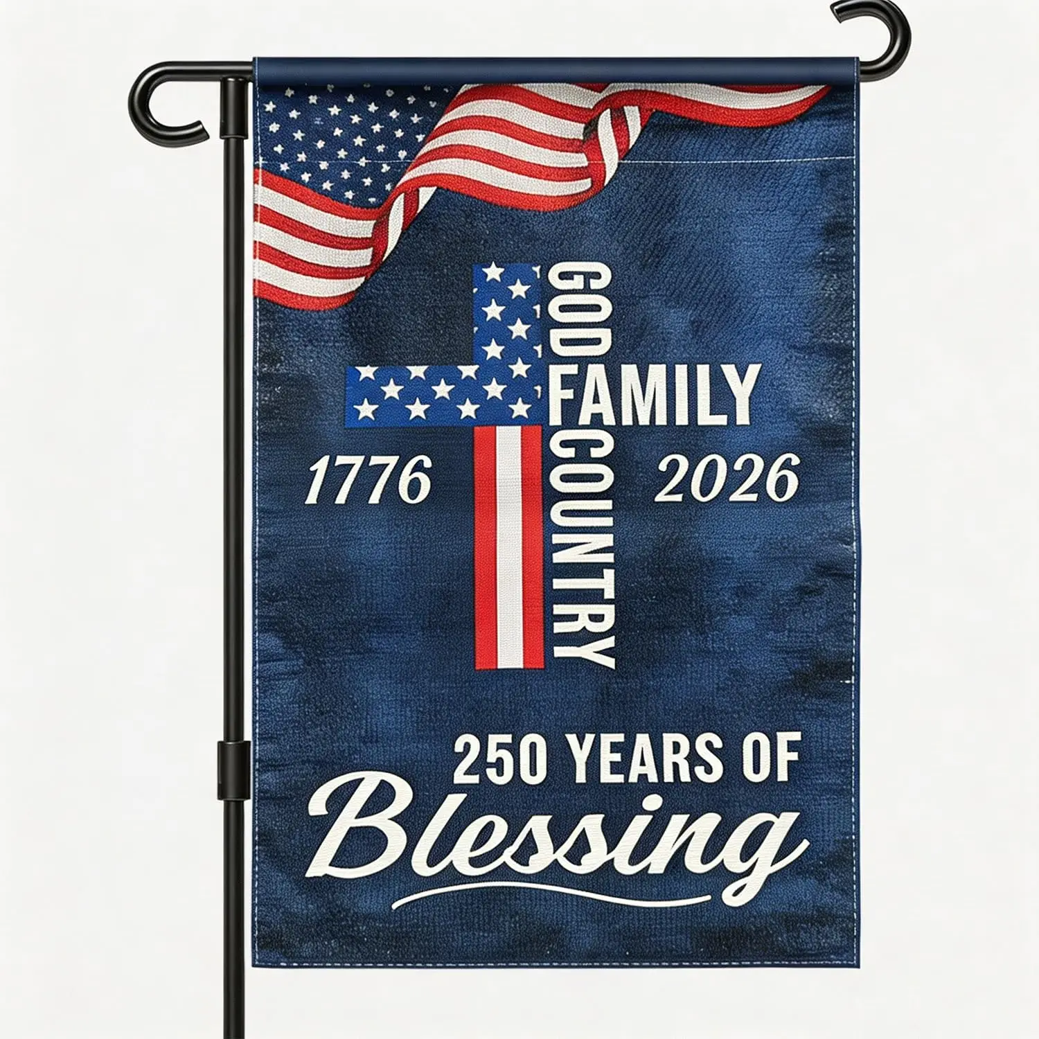 250th Anniversary Patriotic Cross Garden Flag America 4th of July 250 Anniversary Usa Flag Double Sided Outdoor Yard Flag In AAS