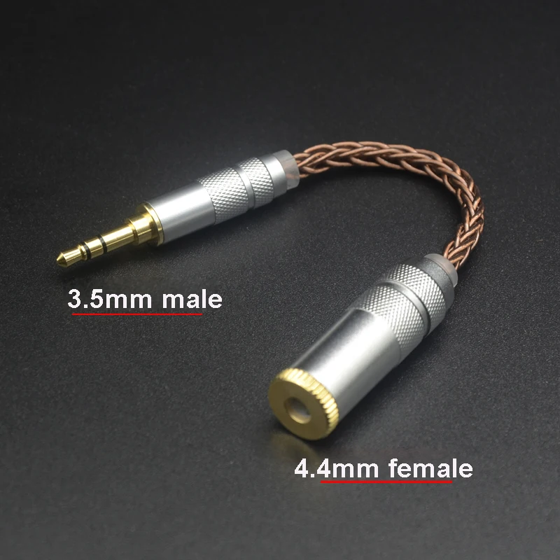 Srebrny kabel ulepszony 4.4MM zbalansowany męski do 3.5MM Adapter żeński srebrny wtyczka słuchawkowa konwersji kabla 10cm — zdjęcie produktu 4
