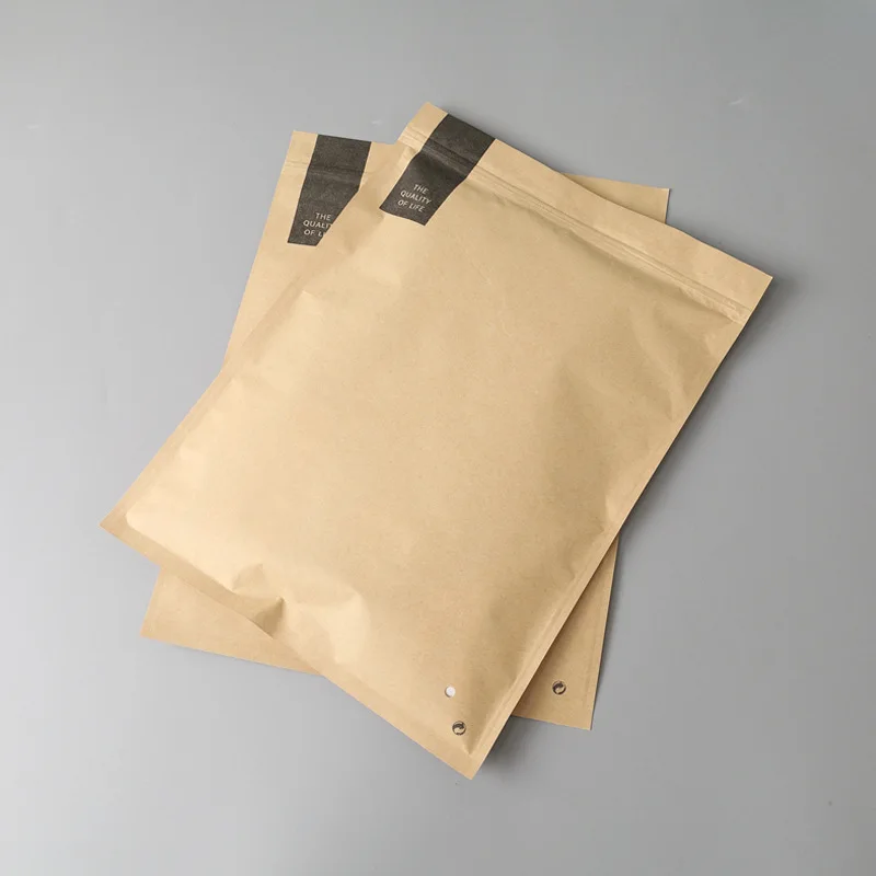 50pcs eco-friendly kraft paper ziplock bags thickened shirt jacket  Clothing Underwear packaging bags Custom Logo