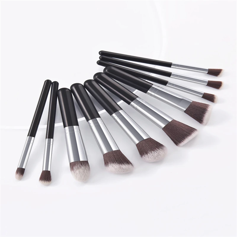 휴대용 짧은 손잡이 뷰티 도구 세트 5개 대형 + 5개 소형 메이크업 브러쉬 재고 있음 컴팩트 화장 브러쉬 키트