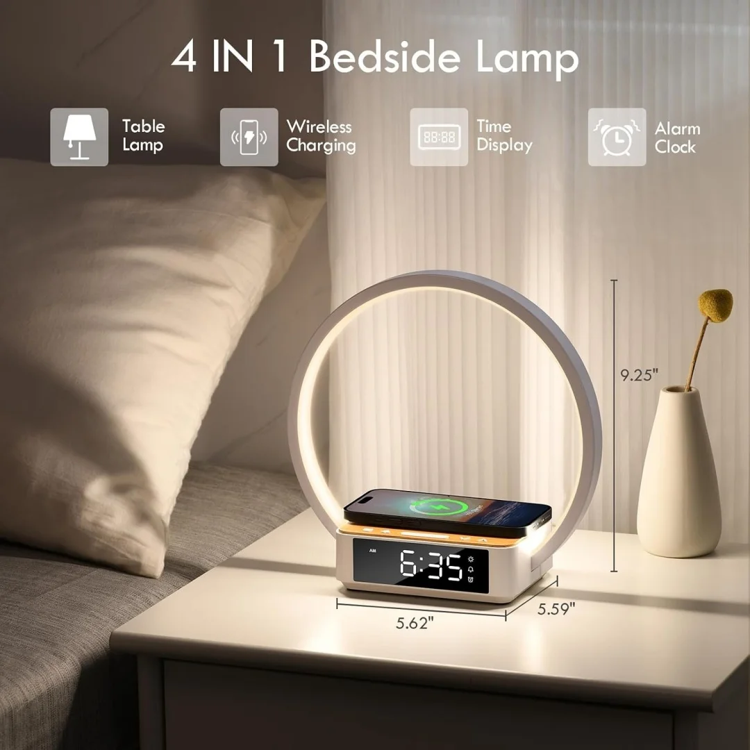 WILIT Touch Bedside Lamp with 3-Speed Dimming Night Light Qi Wireless Charger for Living Room Bedroom Children's Room Desk Lamp view 3