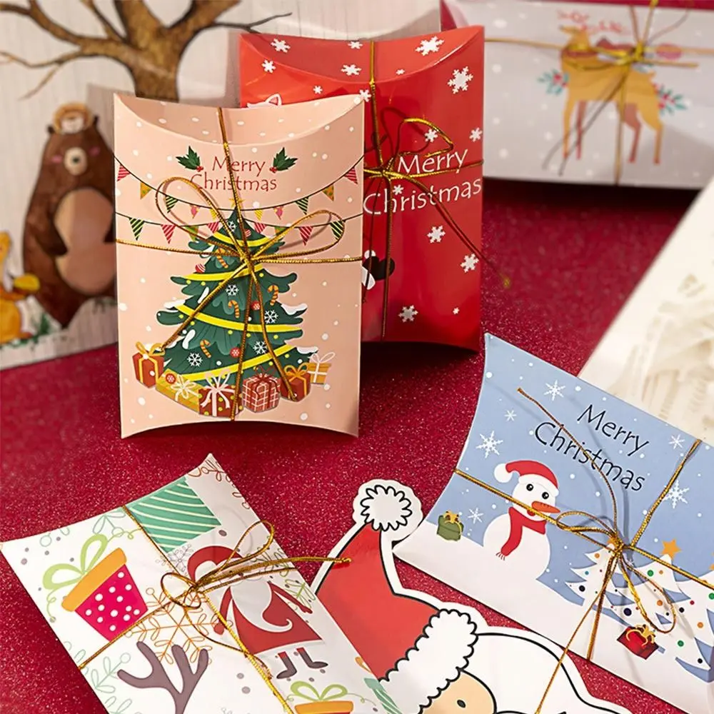صناديق هدايا من ورق الكرافت لعيد الميلاد المجيد ، حزمة ورقية للحلوى والبسكويت الحلو المفضّل للحفلات ، صندوق تعبئة ، 10 * *