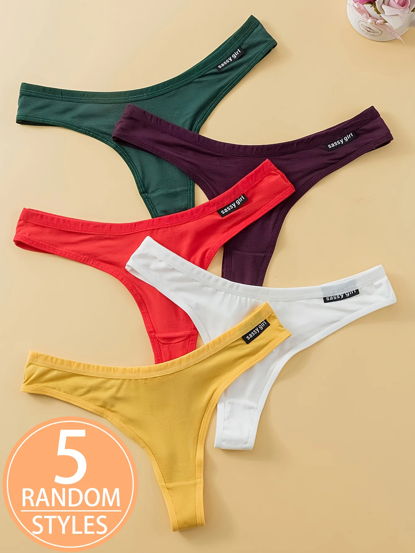 Комплект из 5 предметов: приятные для кожи и удобные женские стринги из модального хлопка, мягкая ткань и модное женское нижнее белье.