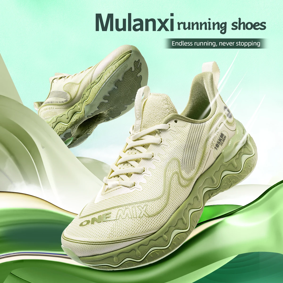 ONEMIX New Running Shoes for Men Mulanxi Sneakers Men's Sneakers Mesh Non-slip Cushioning Men's Women's Sports Walking Shoes