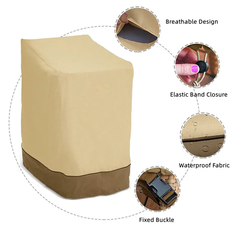 Waterproof and Dustproof Stackable Chair Cover, Furniture Dust Cover, Beige and Coffee Color, Matching Chair Cover, 210D Cloth