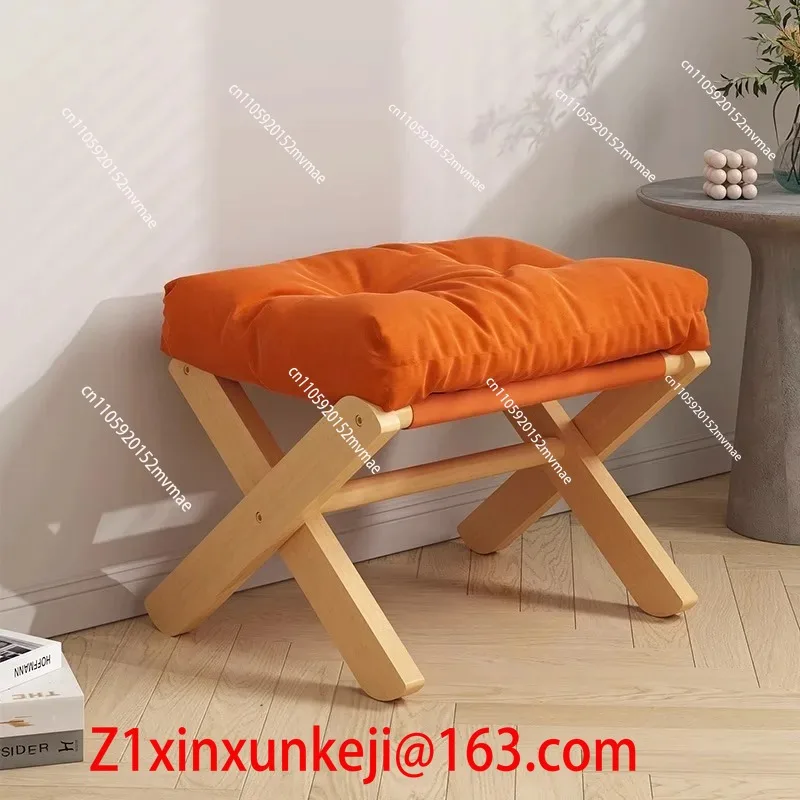 Footstool Sofa Ottoman, Household Footrest, Solid Wood Footrest Office Lunch Break Footstool